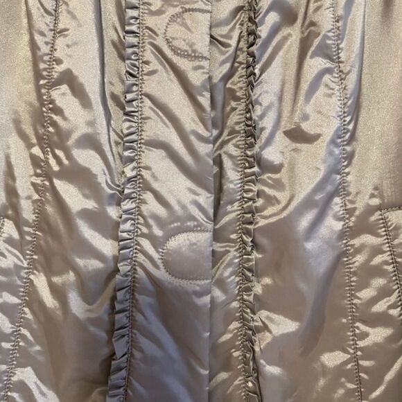 WINTER WOMAN HOODED WATER RESISTANT SILVER GREY GENUINE MINK FLORAL - Picture 5 of 16